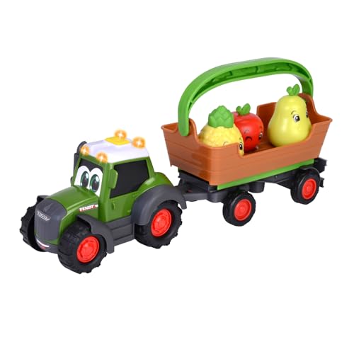 Dickie Toys ABC - Freddy Fruit - Fendt Spielzeugtraktor mit Anhänger und Rasselfrüchten, abnehmbare Box, mit Licht- und Sound, für Kleinkinder und Babys ab 12 Monaten von Dickie Toys