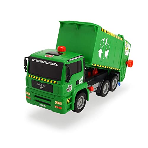 Dickie Toys 186395 Air Pump Garbage Truck, Müllabfuhr mit Luftpumpfunktion, Müllauto, Recycling, pneumatisch beweglicher Container, 31 cm, ab 4 Jahren von Dickie Toys