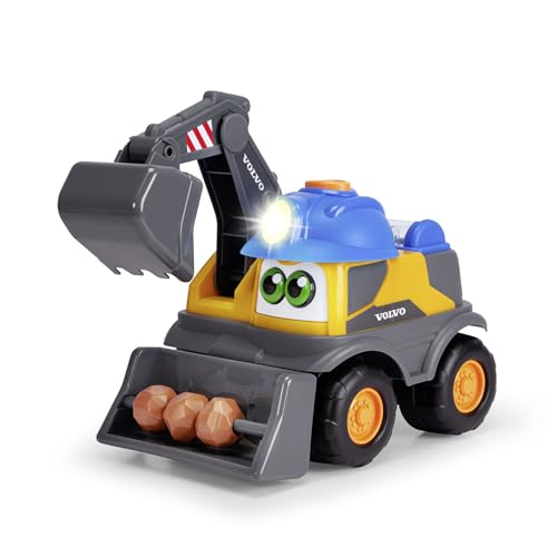 Dickie Toys ABC - Bagger-Fahrzeug Danny Digger (25 cm) für Kinder ab 2 Jahre - motorisiertes Volvo Baustellenfahrzeug mit beweglichem Baggerarm, Spielzeug-Funktionen, Licht & Sound von Dickie Toys