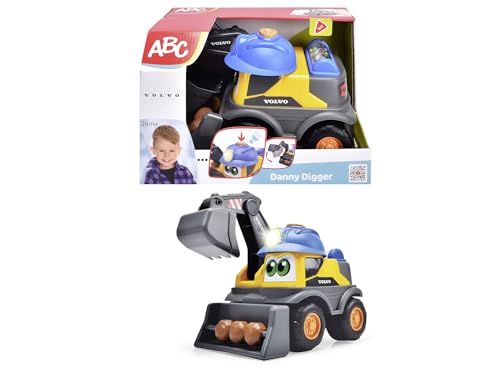 Dickie Toys ABC - Bagger-Fahrzeug Danny Digger (25 cm) für Kinder ab 2 Jahre - motorisiertes Volvo Baustellenfahrzeug mit beweglichem Baggerarm, Spielzeug-Funktionen, Licht & Sound von Dickie Toys