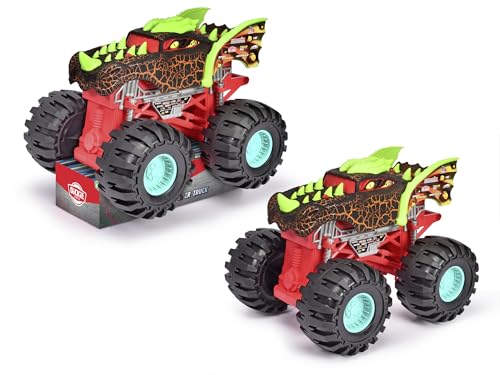 Dickie Toys - Dragon Monster Truck Auto (38,5 cm) - extra-großer Drachen-Monstertruck ab 3 Jahre mit coolen Effekten, Spielzeugauto für Kinder mit Freilauf & Federung, inkl. Plattform von Dickie Toys