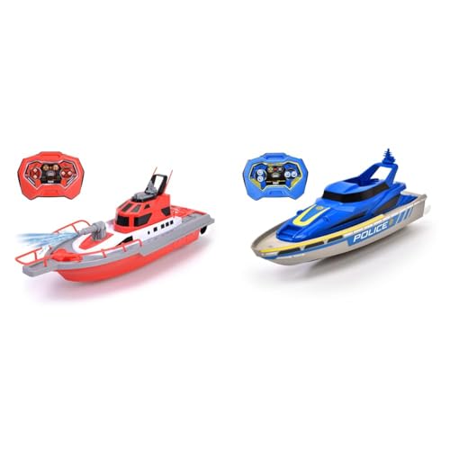 Dickie Toys – Feuerwehrboot – ferngesteuertes Boot & RC Polizei-Boot - ferngesteuertes Spielzeug-Boot in Polizei-Design ab 6 Jahren von Dickie Toys