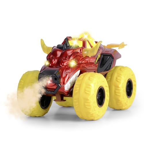 Dickie Toys - Flaming Fire Monster Auto (25 cm) - großer Monstertruck ab 3 Jahre mit Dampf-Funktion & Gummireifen, Spielzeugauto für Kinder mit Freilauf, Licht & Sound, inkl. Batterien von Dickie Toys