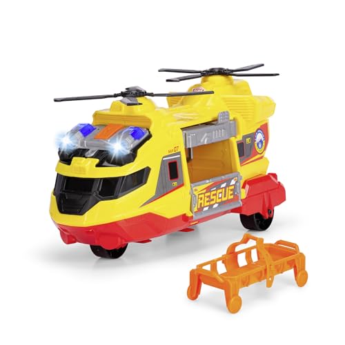 Dickie Toys - Helicopter (30 cm) - großer Rettungs-Hubschrauber ab 3 Jahre mit Kran-Arm & Zubehör, Spielzeug-Helikopter für Kinder mit Licht & Sound, inkl. Batterien von Dickie Toys