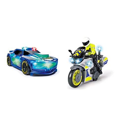 Dickie Toys Lightstreak Police, leuchtendes Polizeiauto, Rennauto mit Friktionsantrieb, 20 cm, blau & Polizei Motorrad – Spielzeug Motorrad mit Polizisten-Figur, für Kinder ab 3 Jahren, 17 cm lang Dickie Toys Lightstreak Police, leuchtendes Polizeiauto, Rennauto mit Friktionsantrieb, 20 cm, blau & Polizei Motorrad – Spielzeug Motorrad mit Polizisten-Figur, für Kinder ab 3 Jahren, 17 cm lang von Dickie Toys