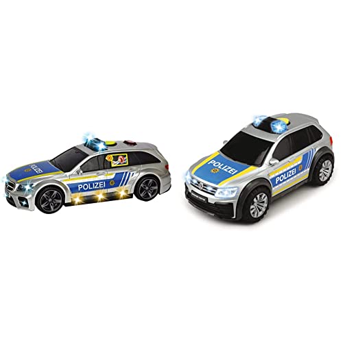 Dickie Toys - Mercedes-AMG E 43 – 30 cm großes Polizeiauto, motorisiert & - Volkswagen VW Tiguan R-Line – 25 cm großes Polizeiauto mit Licht & Sound, Polizei-SUV, Spielzeugautos, für Kinder ab 3 Jahre von Dickie Toys