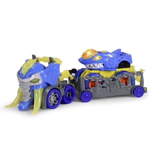 Dickie Toys - Monster Ranger Shark Auto (32 cm) - Mammut-Truck mit Anhänger & Hai-Fahrzeug, Spielzeugauto-Set für Kinder ab 3 Jahre, mit Freilauf, Licht & Sound, inkl. Batterien von Dickie Toys