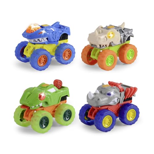 Dickie Toys - Monster Squad Auto (15 cm) - Monstertruck ab 3 Jahre mit coolen Effekten, Spielzeugauto für Kinder mit Freilauf, Licht & Sound, inkl. Batterien (4-Fach Sortiert, zufällige Auswahl) von Dickie Toys