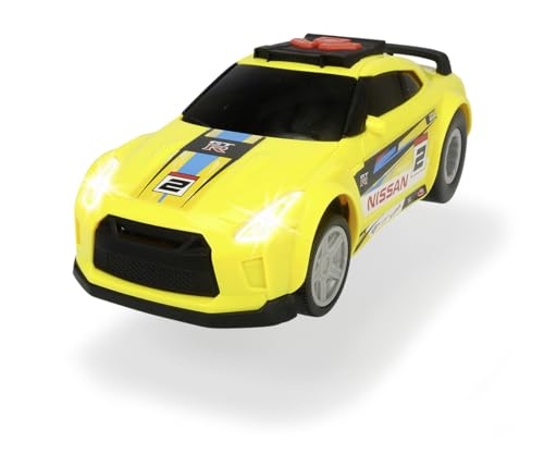 Dickie Toys Nissan GTR - Wheelie Raiders, Spielauto, Fahrzeug motorisiert, Spielzeugauto, Fahrzeuge Kinder, Licht & Sound, Wheeliefunktion, 25 cm, Gelb von Dickie Toys