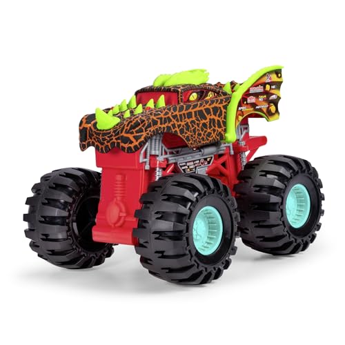 Dickie Toys - Dragon Monster Truck Auto (38,5 cm) - extra-großer Drachen-Monstertruck ab 3 Jahre mit coolen Effekten, Spielzeugauto für Kinder mit Freilauf & Federung, inkl. Plattform von Dickie Toys