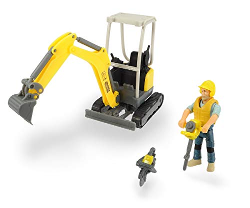 Dickie Toys Playlife-Bagger Set, Bagger Wacker Neuson inkl. Spielfigur, Presslufthammer, Trennsäge, Helm, Weste, 19,5 cm, ab 3 Jahren von Dickie Toys