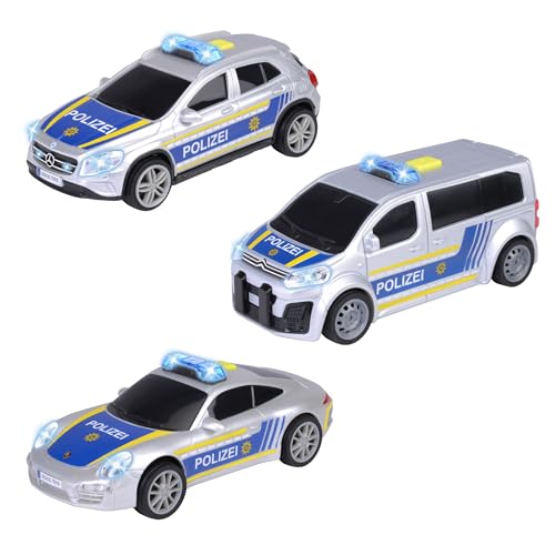 Dickie Toys - Polizeiauto Police Unit - Spielzeugauto für Kinder ab 3 Jahre, Auto mit Friktionsmotor, Licht & Sound, zufällige Auswahl aus 3 Modellen (Porsche, Mercedes-Benz oder Citroën) von Dickie Toys
