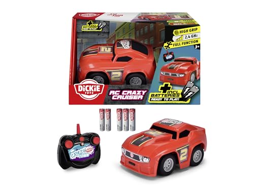 Dickie Toys - RC Auto Crazy Cruiser (12 cm) - ferngesteuertes Auto ab 3 Jahre in roter Rennwagen-Optik, Remote Control Car für Kinder, 8 km/h, 2,4 GHz Fernbedienung, inkl. Batterien von Dickie Toys