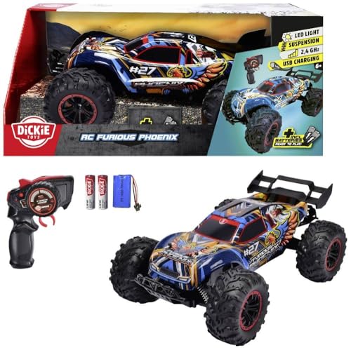 Dickie Toys - RC Auto Furious Phoenix (40 cm) - ferngesteuertes Auto ab 6 Jahre mit Federung & Licht - Remote Control Car für Kinder, 12 km/h, 2,4 GHz Fernbedienung, inkl. Batterien & Akku von Dickie Toys