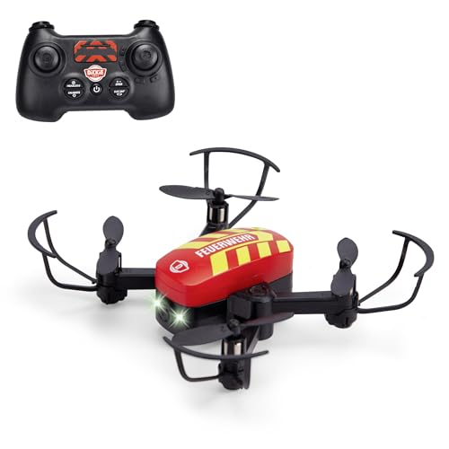 Dickie Toys - RC Fire Drone (12 cm) - ferngesteuerte Feuerwehr-Drohne ab 8 Jahre mit Flugstabilisator und Licht, Spielzeug für Kinder, 6 km/h, inkl. Fernbedienung und Batterien von Dickie Toys