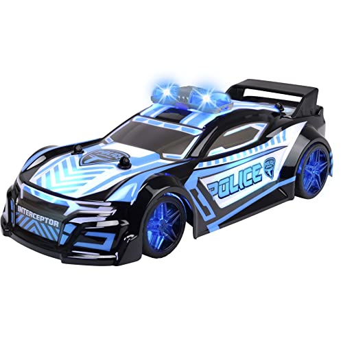 Dickie Toys - RC Police Interceptor - mit Funk-Fernsteuerung (2,4 GHz; 9 km/h) für Kinder ab 6 Jahren, ferngesteuertes Polizeiauto (22 cm) mit spektakulärer Licht- & Sound-Anlage inkl. Batterien von Dickie Toys