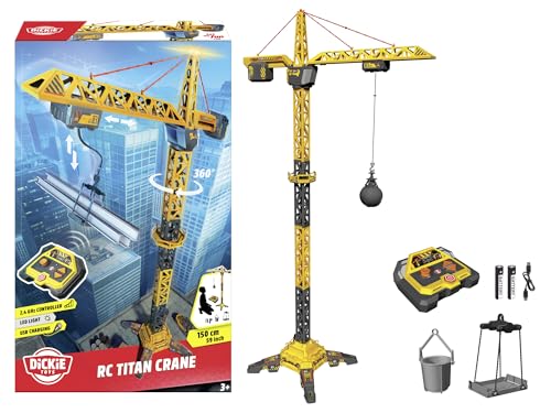 Dickie Toys - RC Titan Crane (150 cm) - Ferngesteuerter Spielzeug-Kran mit 360°-Drehung und interaktivem Zubehör, Spielkran mit Fernbedienung und Licht für Kinder ab 3 Jahre, inkl. Batterien von Dickie Toys