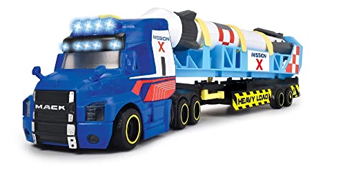 Dickie Toys – Space Mission Truck – Schwertransporter, großer LKW mit Anhänger und Ladung, mit Licht und Sound, Spielzeug für Kinder ab 3 Jahren, Blau von Dickie Toys