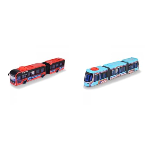 Dickie Toys - Spielzeug-Bus Volvo rot – lenkbarer City Bus 40 cm zum Spielen für Kinder ab 3 Jahren & - Spielzeug-Fahrzeug Siemens City Tram 41 von Dickie Toys