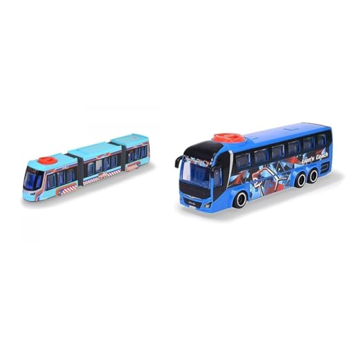 Dickie Toys - Spielzeug-Fahrzeug Siemens City Tram (41,5 cm) & Spielzeug-Bus Man (blau) – lenkbarer Reise-Bus (26,5 cm) von Dickie Toys