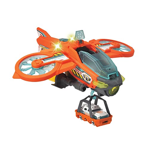 Dickie Toys - Spielzeug-Helikopter Sky Patroller (35 cm) - Rettungs-Flugzeug mit einklappbaren Flügeln & Wasser-Spritzfunktion, Spielzeug-Hubschrauber für Kinder ab 3 Jahren, Mehrfarbig, 203794000 von Dickie Toys