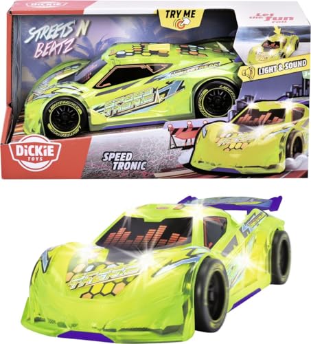 Dickie Toys - Spielzeugauto Speed Tronic mit Lichtwechsel & Musik - Streets N BEATZ Auto mit Friktionsmotor, 20 cm, inkl. Batterien, Spielzeug für Kinder ab 3 Jahre von Dickie Toys