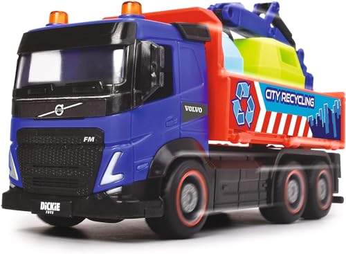 Dickie Toys – City Trucks – 1 von 3 verschiedenen LKW, Betonmischer, Recycling-Truck oder Müllabfuhr, mit Friktionsantrieb für Kinder ab 3 Jahren, 203744014, Mehrfarbig von Dickie Toys