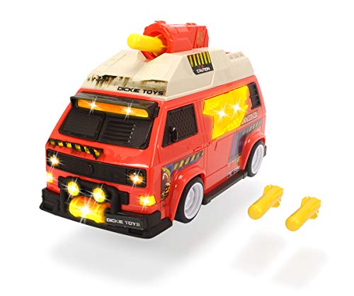 Dickie Toys VW T3 Camper Bus- Shooting Stars, Spielauto mit Abschussfunktion, Licht & Sound von Dickie Toys