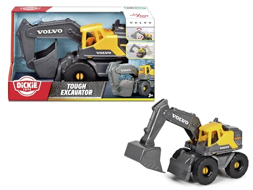 Dickie Toys - Volvo Bagger Tough Excavator (26 cm) - Spielzeug-Schaufelbagger für Kinder ab 3 Jahre mit Freilauf, beweglichem Arm und Schaufel, als Sandspielzeug geeignet von Dickie Toys