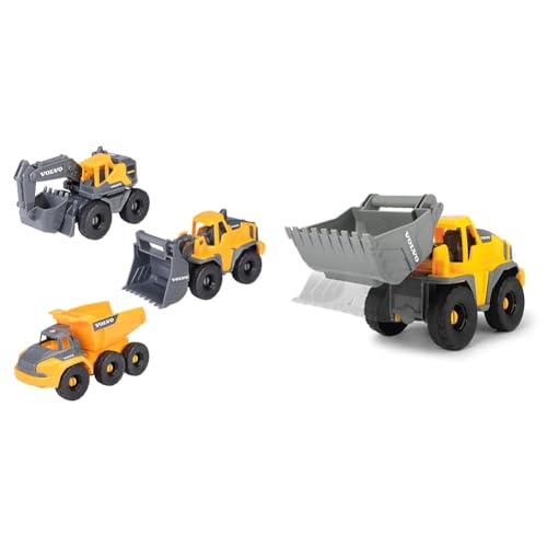 Dickie Toys - Volvo Baustellenfahrzeuge ab 3 Jahre (3 Stück) & 4002 Toys Volvo Freilauf Radlader, Spielzeug Bagger, Baustellenfahrzeug von Dickie Toys