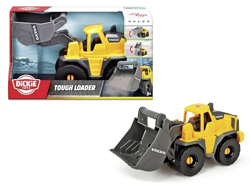 Dickie Toys - Volvo Radlader Tough Loader (26 cm) - Spielzeug-Bagger für Kinder ab 3 Jahre mit Freilauf und beweglicher Schaufel, als Sandspielzeug geeignet von Dickie Toys