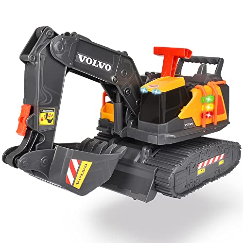 Dickie Toys 203725006 Volvo Spielzeug Bagger mit Gewichtserkennung, Spielzeugbagger erkennt 3 verschiedene Gewichtsstufen, bewegliche Schaufel und Schaufelarm, Licht & Sound, inkl. Batterien, 30 cm von Dickie Toys