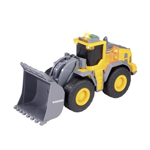 Dickie Toys - Volvo Wheel Loader – 23 cm großer Radlader mit riesiger Schaufel, Licht und Soundeffekte, Baustellenspielzeug für Jungen und Mädchen ab 3 Jahre von Dickie Toys