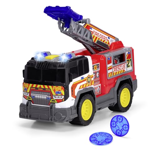 Dickie Toys - Fire Rescue Unit (30 cm) - großes Feuerwehrauto ab 3 Jahre mit Schussfunktion & Leiter, Feuerwehr-Spielzeug für Kinder mit Licht & Sound, inkl. Batterien von Dickie Toys