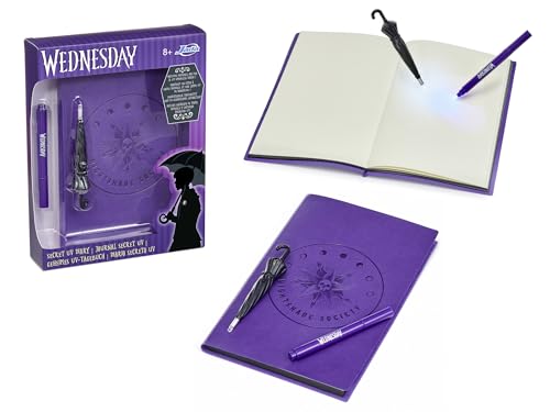 Jada Toys Wednesday Addams Tagebuch (A5, 144 Seiten) - Notizbuch inkl. magischer Stifte mit UV-Licht - The Addams Family Fanartikel für Erwachsene, Teenager und Kinder ab 8 Jahre von Dickie Toys