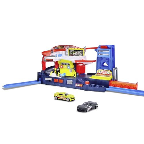 Dickie Toys - Pit Stop Spiel-Set (92 cm) - Racing-Station mit Spielzeugauto & Rennstrecken - Auto-Spielzeug für Kinder ab 3 Jahre, mit Licht & Sound, inkl. Batterien von Dickie Toys