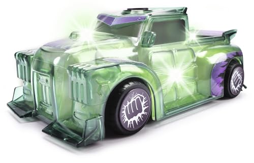 Jada Toys Marvel Light Hero Hulk Auto (15 cm) - Superhelden-Spielzeugauto ab 3 Jahre mit Friktion und coolen Licht- &-Sound-Effekten, Auto-Spielzeug für Kinder, inkl. Batterien von Jada Toys