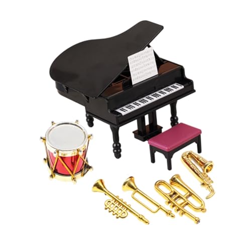 Dickly 1/12 Puppenhaus Mini Instrumente Instrument Modell Kinder Geschenk Lebensszene Rollenspiel Requisiten Musikinstrument Set für Schlafzimmer, 6 Stück von Dickly