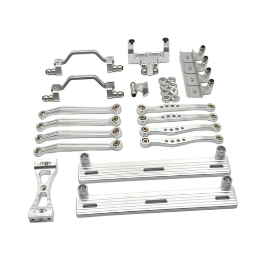 Dickly 1/16 RC Auto Upgrade Ersatzteilsatz Stoßdämpfer vorne und hinten Upgradeteil Metall Zugstange Stoßdämpferhalterung Set für RC Auto DIY Zubehör, Silber von Dickly