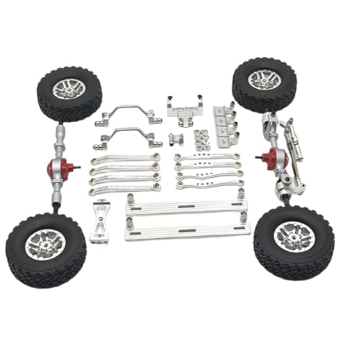 Dickly 1/16 RC-Upgrade-Kit, Reparaturteil für vordere und hintere Stoßdämpfer, Upgrade-Kit, Radnabenreifen für -Trucks, RC-Crawler, DIY-Teile, Silber von Dickly