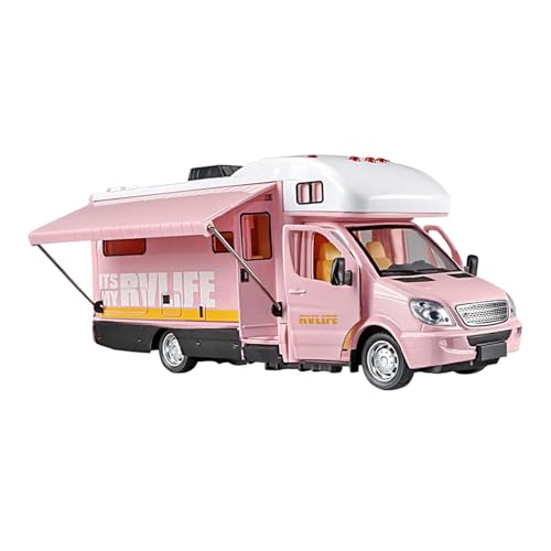 Dickly 1/32 Wohnmobil-Spielzeug mit Dachtüren zum Öffnen, Mini-Wohnmobil-Spielzeug, Rückziehauto als Partygeschenk für Kinder im Alter von 4 5 6 Jahren, Rosa von Dickly