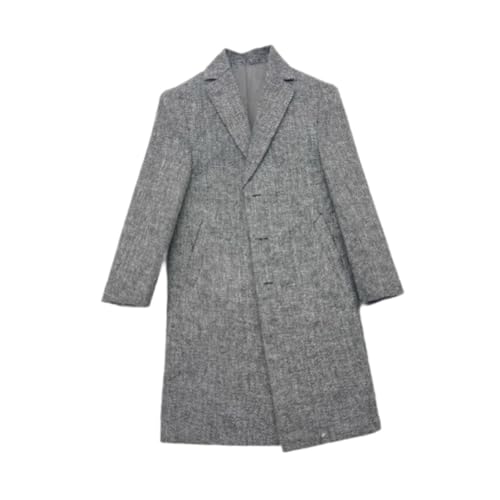 Dickly 1/6 Trenchcoat-Kostüm für Männer, lässiger handgefertigter, modischer Langer Mantel, Puppenkleidung für 12-Zoll-Figurenzubehör für männliche Puppen, Grau von Dickly