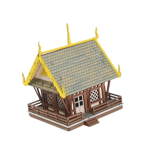 Dickly 1/72 Holzpuzzle Thai Tempel Miniaturmodellhaus DIY Zusammenbau 3D Holzpuzzle für Szene Sandtisch Modelleisenbahn Geschenk von Dickly