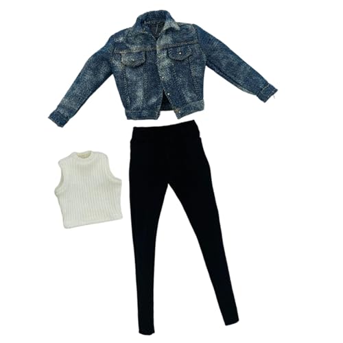 Dickly 1: 6 -Skalen -Modell Jean Jacke Langarm Denim Jacke Klassische Mini -Puppe Casual Clothes für 12 -Zoll -Actionfigur Dress Up, Dunkelblau von Dickly