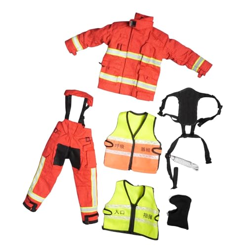 Dickly 1: 6 formelle Feuerwehranzug Kleidung handgefertigtes Kleidungsstück formelles Feuerwehrmann Outfit für 12 -Zoll -BJD Doll Dress Up Kostümzubehör, Rot von Dickly