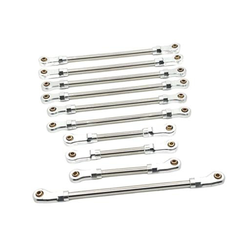 Dickly 10-teiliges Lenkgestänge, Servo-Zugstange, Upgrade-Kits, DIY-modifiziertes RC-Auto-Upgrade, Ersatz für 104026 104006 1/10 RC, Silber von Dickly