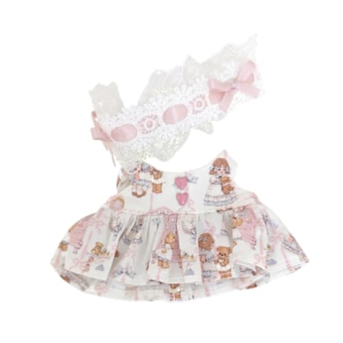 Dickly 17 cm Plüschpuppenkleid Puppenoutfits für Kinder Partybevorzugung Puppenzubehör Kleidung Kostümzubehör Puppenkleidung Cartoon, Rosa von Dickly