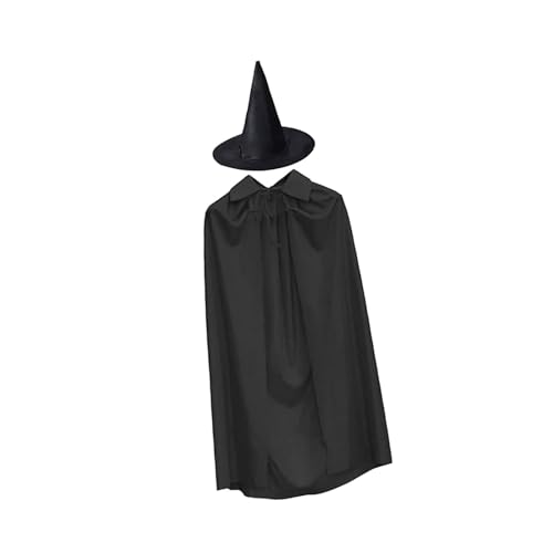 Dickly 2 Stück Halloween Cosplay Umhang Cape, Anziehparty Erwachsene Spitz Zaubererhut von Dickly