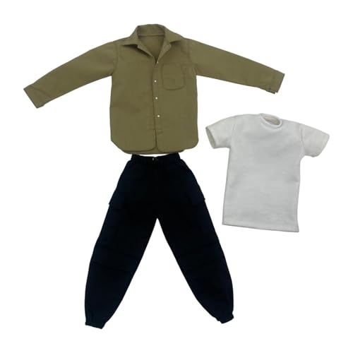 Dickly 3 Stück 1/6 männliche Figur Kleidung Puppenkleidung Mode Dekoration Cosplay Hosen Shirts für 12" männliche Actionfigur, Beige von Dickly