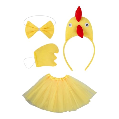 Dickly 3D Chicken Kostüm Set Chicken Stirnband für Party Thanksgiving Cosplay Urlaub, Gelb von Dickly